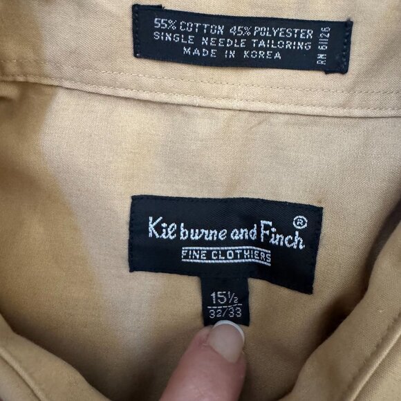 Kilbourne Finch Beige Mens‎ Dress Shirt 15.5 Vintage Single Needle Tailoring - Picture 4 of 6